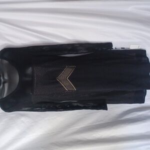 Calvin Klein meshed long sleeved textured bodycon black dress NWT, nude lining
